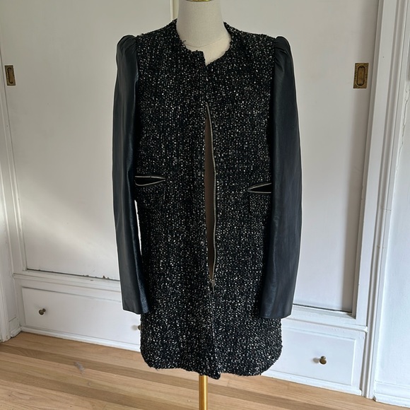 Zara leather and wool coat - Picture 1 of 9